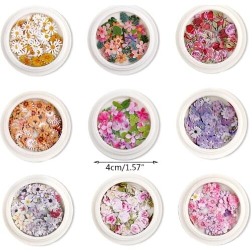 1 Set 9 Styles Wood Pulp Sheets DIY 3D Flower Nail Decal Stickers Art Handcraft