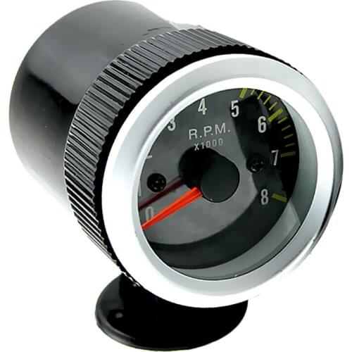 1 Pcs 2' 52mm LED Tacho Gauge Tachometer Carbon Fiber Face Yellow LED 0-8000 RPM For 12V Petrol Vehicles