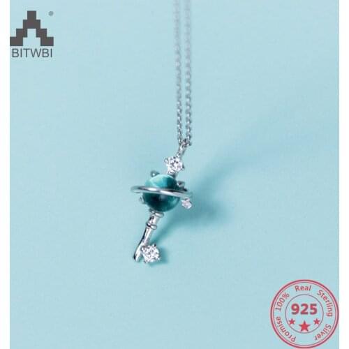 2018 New Style S 925 Sterling Silver Romantic Creative Key Zircon Pendants Necklace