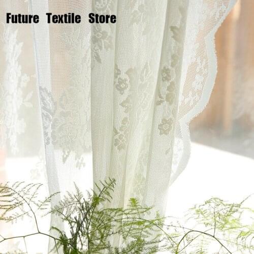 2021 New American Country Retro Gauze Curtain Wavy Double Lace Hollow Screen Curtains for Living Dining Room Bedroom