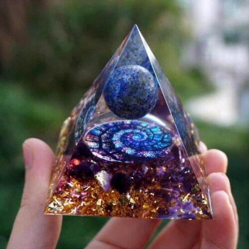 3D Crystal Pyramid Resin Cube Decoration Crystal Ball and Obsidian Natural Crystal Stone Energy Healing Reiki Chakra Multiplier