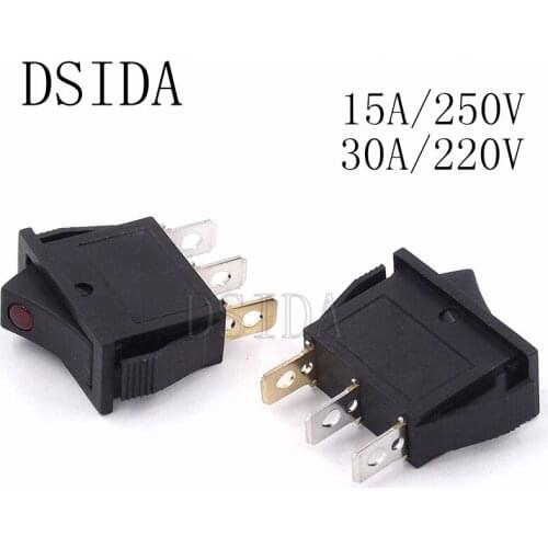 5PCS 15A 250V 30A 220V 3Pin Cat Eye Switch 15*31mm AC Power Switch With LED Red Light New