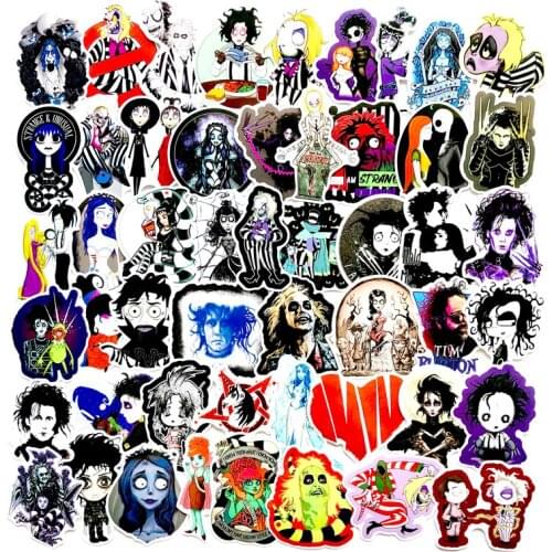 60pcs Tim Burton Classic Movie Edward Scissorhands Graffiti Sticker For Skateboard Laptop Bicycle Waterproof Stickers
