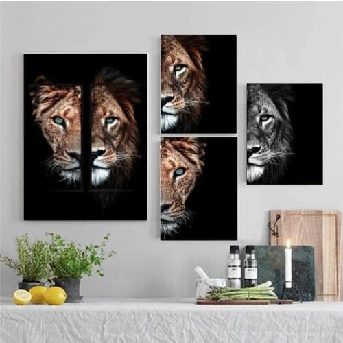 5D DIY Diamond Painting African Wild Lion and Lioness Family Cross Stitch Kit Diamond Embroidery Rhinestone Home Decoration Gift