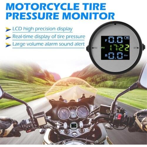 TPMS Wireless LCD Motorcycle Tire Pressure Monitoring System External Sensor Realtime Monitor Time Display Car Alarm