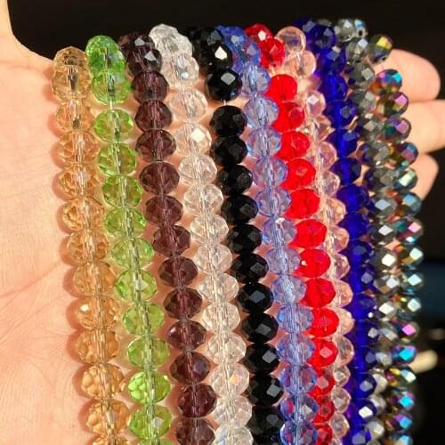 4 6 8 10 12mm Rondelle Austria Faceted Crystal Glass Loose Spacer Beads for Needlework Jewelry Making Diy Bracelet Necklace 15