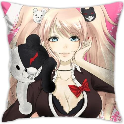Danganronpa Cosplay Figure Game Decorative Pillow Case Throw Pillow Case Red Square Pillow Case Home Decoration Pillow Case