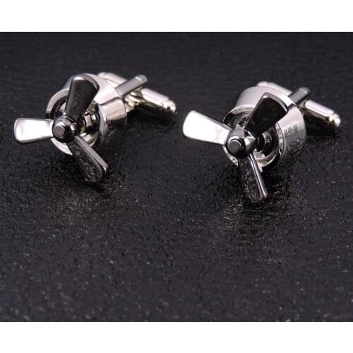 DY The new high-quality copper material fashion mens French Silvery Cufflinks aircraft propeller