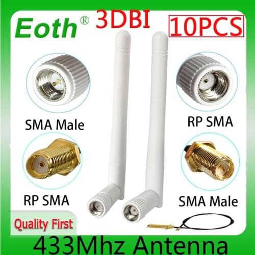 10pcs 433Mhz Antenna 3dbi GSM 433 mhz SMA Male Connector Aerial antena 433m + RP-SMA female to Ufl./IPX Extension Pigtail Cable
