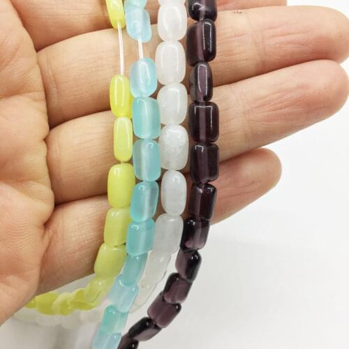 Eruifa 10pcs 6*10mm Square semi precious stone Charms Pendant Jewelry DIY Earring Necklace 6 colors