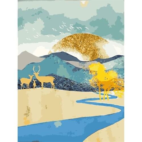 Landscape Mountain Sunrise DIY Embroidery 11CT Cross Stitch Kits Craft Needlework Set Cotton Thread Printed Canvas Room