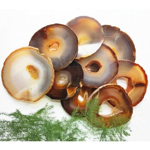 Crystal Slice Natural Agate Quartz Polished Slab Gemstones Slices With Geode Healing Decor Gift 1-9pcs