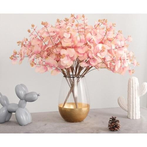 Hot Sale 16 Heads Natural Eucalyptus Bouquet Tree Branches Silk Artificial Leaves For DIY Wedding Shooting Prop Home Decoration