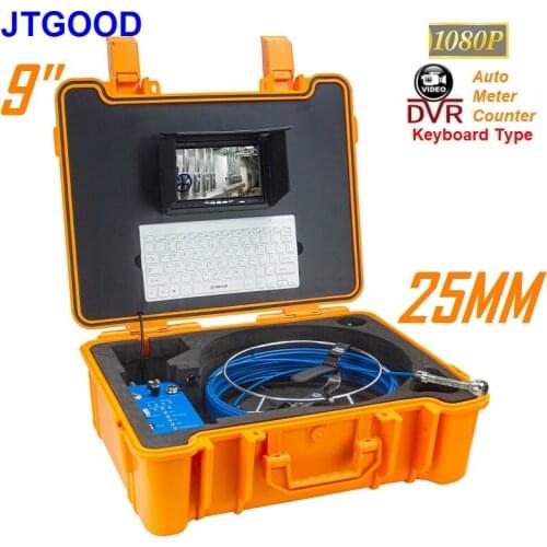 JTGOOD 9" Monitor HD1080P DVR Meter Counter Keyboard Pipe Inspection Camera Drain Sewer Pipeline Industrial Endoscope Bule Wire