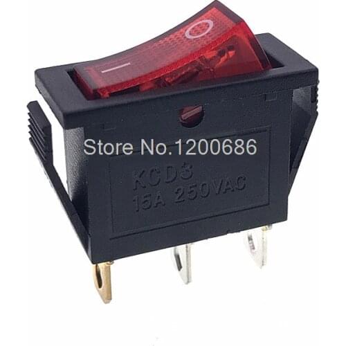 KCD3 250V 16A 15A 20A 125V 10.5MM Boatswitch red with lights boat switch power switch KCD3 ON-OFF 3PIN 30 x 14