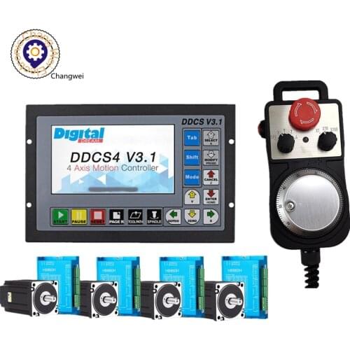CNC Kit 1PCS 4-axis Offline CNC Controller DDCSV3.1+4PCS 86 stepper motor Kits+1PCS 4-Axis Electronic Handwheel