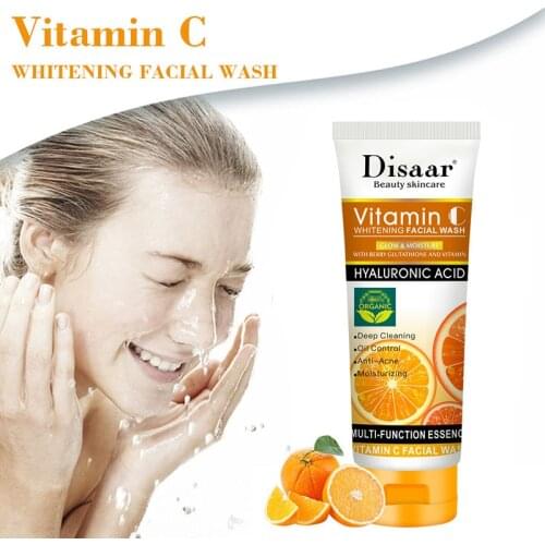 100ml Facial Cleanser Vitamin C Whitening Face Wash Moisturizer Deep Cleaning Shrink Pores Oil Control Skin Care Product