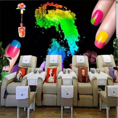 Custom 3D photo wallpaper 3D trend color wallpaper beauty shop Manicure store cosmetics room wallpaper mural