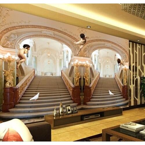 Custom Papel de parede 3D, noble palace angels for living room bedroom TV background wall waterproof PVC wallpaper