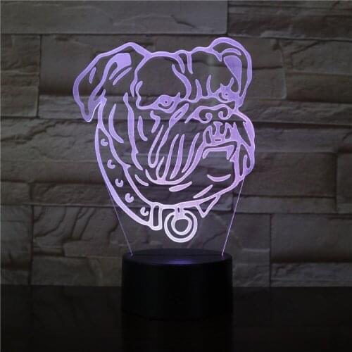 Directly supply 3D Lamp American bulldog best present for children battery powered decorative atmosphere led night light lamp
