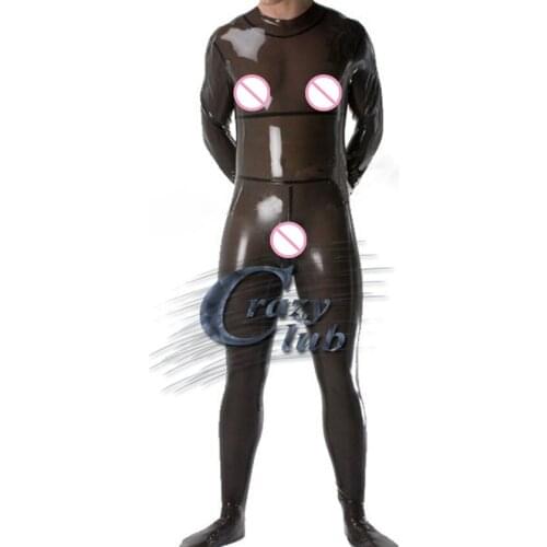 Rubber Fetish Uniform Latex Fetish Transparent Black Latex Catsuit Sexy Fetish Rubber Club Bodysuits Costume For Men Sale line