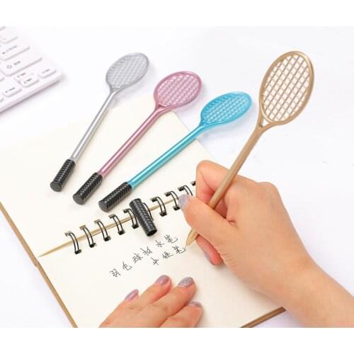 0.5mm Black Ink Gel Pen Cute Student DIY Badminton Racket Toy Pen Tennis Racket Pen Toy Creative Stationery Racket