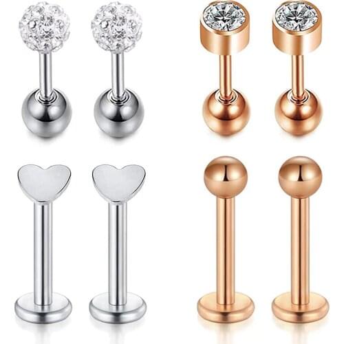 16G Ear Stud Piercing Forward Helix Tragus Earring Lip Rings Stainless Steel Daith Tragus Cartilage Piercing Jewelry