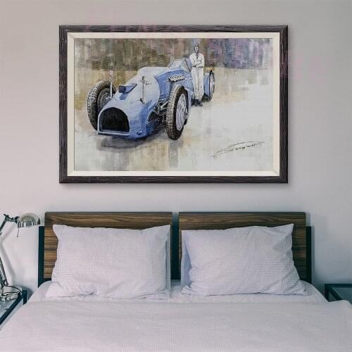 T158 Retro Racing Car Classic Painting Blue car 34 Custom Silk Poster Home Deco Wall Art Christmas Gift