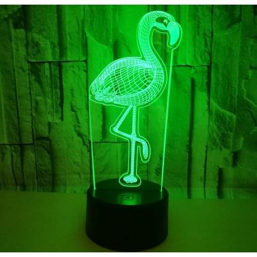 Flamingo Visual Lamp Usb 3d Led Kid Table Lamp Remote Touch switch Bedroom Lamp For Night Desk Peacock Lamps