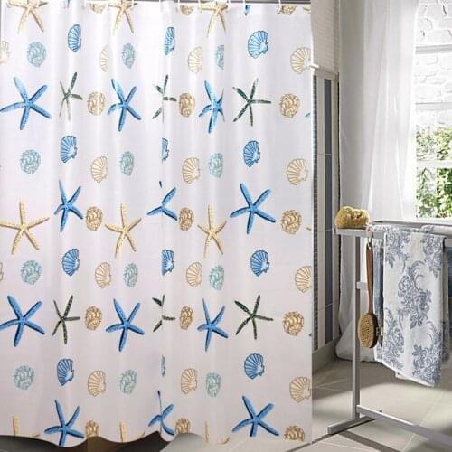 Bathroom Decoration 180*180cm Seashell Starfish PEVA Waterproof Mouldproof Bathroom Shower Curtains