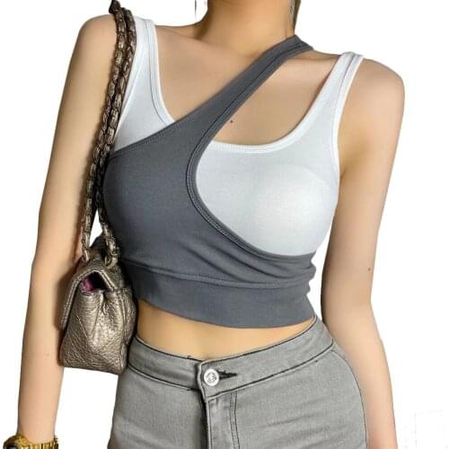 Mermaid curve women shockproof running vest exercise adjustment shoulder strap fake two-peice Yoga Sport tank top yoga shirts