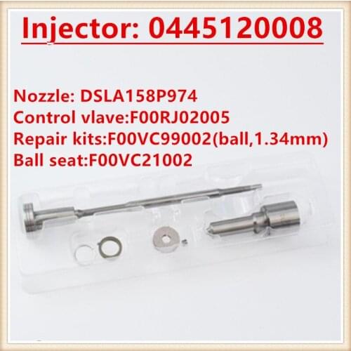 0445120008 Diesel Fuel Injector Nozzle DSLA158P974 Valve F00RJ02005 Parts Repair Kit CR for injector 0986435502