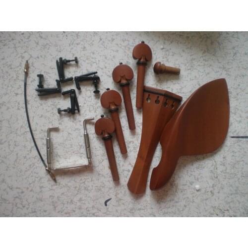 1 Set Jujube Wood Violin Parts 4/4 with 4 Tuners Chin Rest Clamp & Gut All 4/4 different color of fine tuners all 4/4