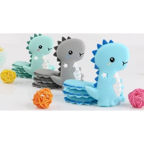 Kovict 1pcs Dinosaur Silicone Teether BPA Free Food Grade Silicone Pendants DIY Pacifier Chain Accessories Baby Molar Toys