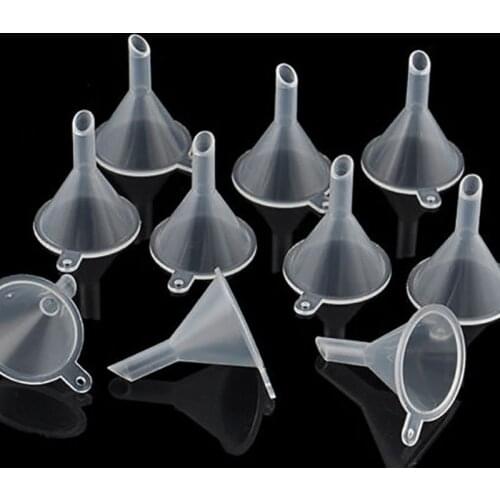 10Pcs transparent Mini Funnels Small Plastic Bottleneck Bottles Packing auxiliary tool For Perfume Diffuser Mini Narrow Fine U3