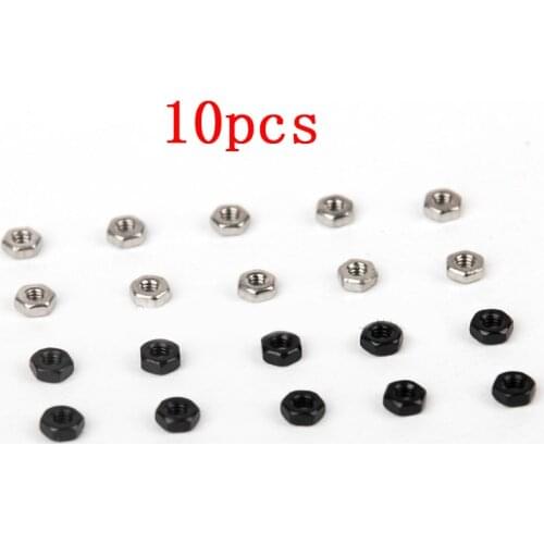 10 Pieces Silver/Black M2 Nuts for 1/32 Scale Tamiya Mini 4WD Car Model