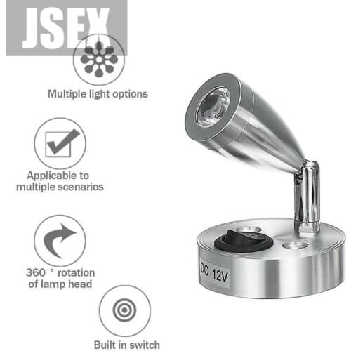 DC12V 3W 6000K cold white LED Spot Reading Light RV Camp Boat Lamp Interior Lighting Bedside Caravan Trailer Home Wall Boat G3L7