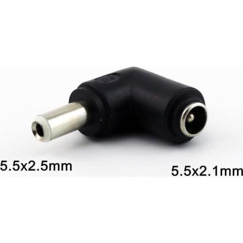 2pcs DC 5.5 x2.1mm Female Jack To 5.5mm x 2.5mm Male Plug 90 Degree Right Angle Power Adapter Connector
