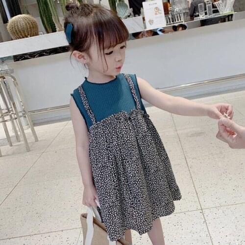2019 Girls Summer Dress Girl Vestidos Fake Two Baby Toddler Clothes Children Sleeveless Kids Party Dresses For Girls JW8212