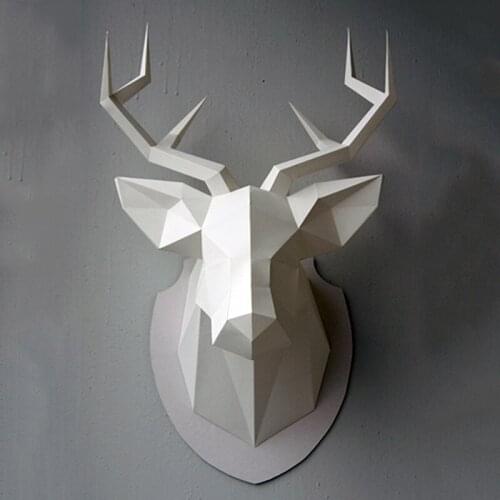 3D Deer Animal Paper Model Toy Wall Hanging Decor Living Room Home Habitacion Decoration DIY Handmade Art Craft Model Party Gift