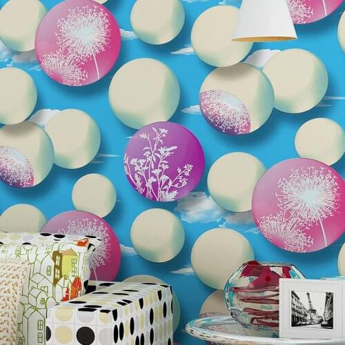 Beibehang 3d non - woven wallpaper warm dandelion circle bedroom living room sofa TV background wallpaper