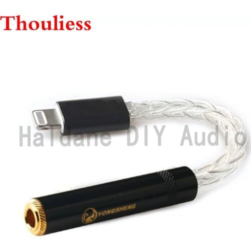 Thouliess HiFi DAC Decoder Chip Adapter for Light-ning Dad Male Connector 6.35mm TRS Female Jack for Earphone Amplifier
