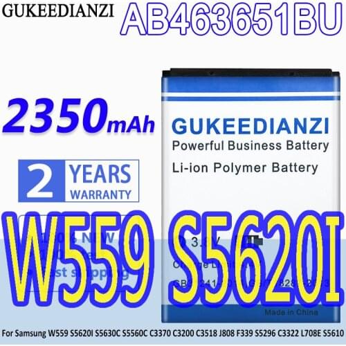 GUKEEDIANZI Battery AB463651BU 2350mAh For Samsung W559 S5620I S5630C S5560C C3370 C3200 C3518 J808 F339 S5296 C3322 L708E S5610