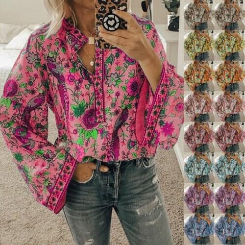 Floral Printed Shirts Button Blouse Women Pullover Loose Elegant Fashion Long Sleeve Shirt Tops Streetwear Blouses Blusas