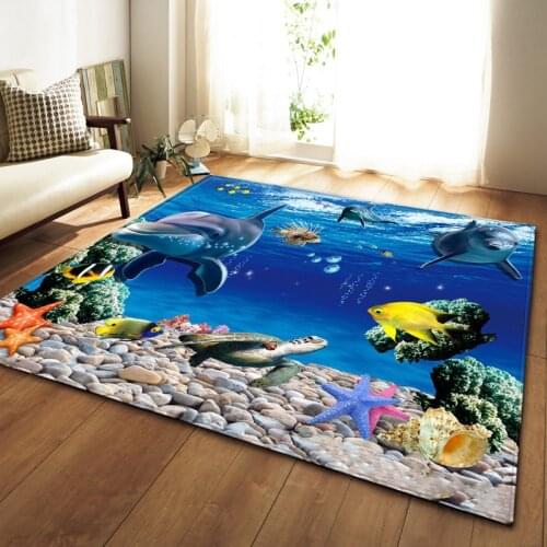 Kids Cartoon Sea World Play Rug Home Decoration Carpets For Living Room Bedroom Area Rugs Mats Floor Kitchen Antiskid Large Size
