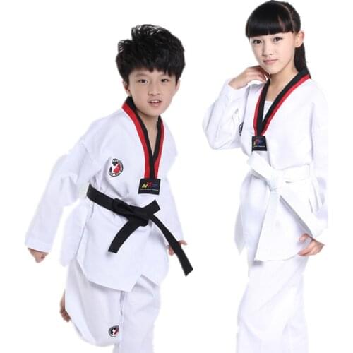 Children Kimono Judo Kickboxing Practice Costume Boys Girls Taekwondo Suits Karate Taekwondo Shirts+Pant 2pcs Teenages Clothes