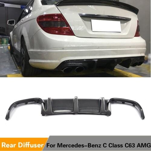 Rear Bumper Diffuser Lip Spoiler for Mercedes-Benz C-Class W204 C63 AMG Sedan 4Door Only 2008 - 2011 Carbon Fiber / FRP