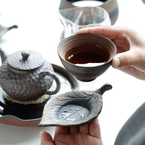 Coarse Pottery Coaster Creative Japanese Handmade Retro Cup Saucer Tea Tray Heat Proof Mat Ceramic Kung Fu Tea Ceremony tea Tray