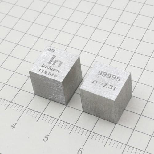 Indium In Metal 10mm Density Cube 99.995% Pure for Element Collection