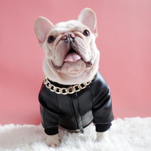 SUPREPET Cool Fashion Dog Clothes Leather PU Dog Jacket for French Bulldog Puppy Clothes Dog Motorcycle Jacket Coat Dog Coat
